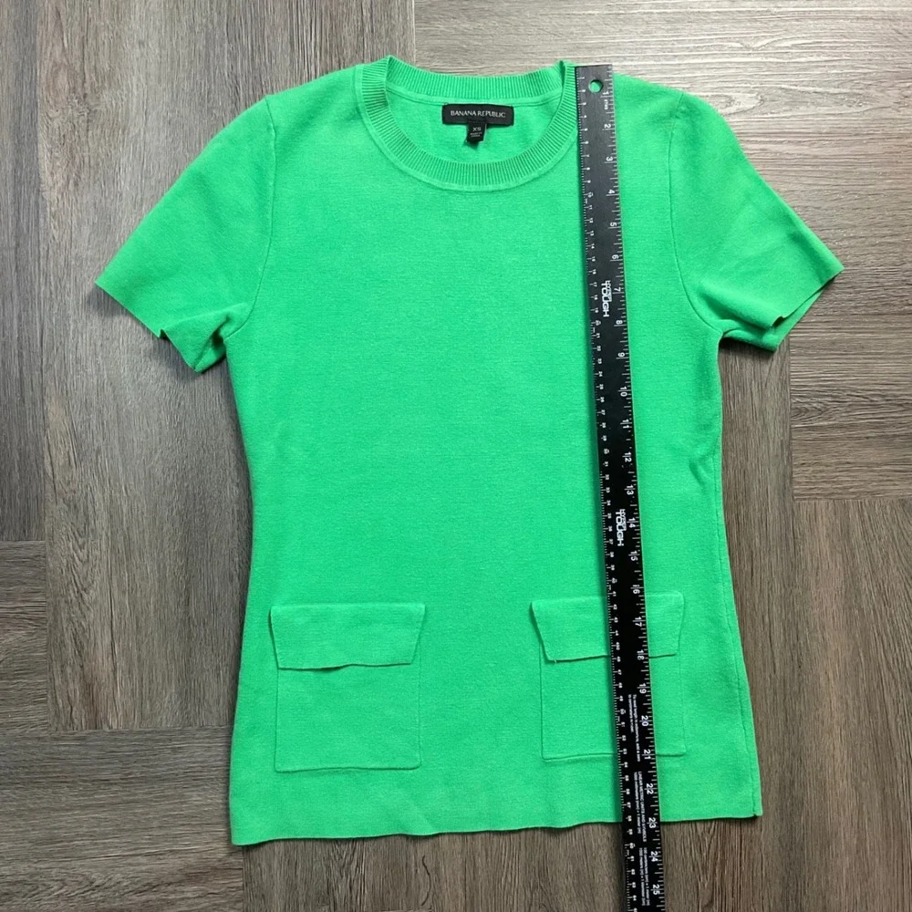 Banana Republic Sweater Womens XS Kelly Green Milano Stitch‎ Short Sleeve Preppy